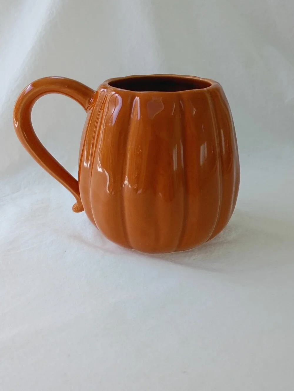 Pottery Barn Pumpkin Mug Halloween Jack O Lantern JOL Figural Orange 18 Oz